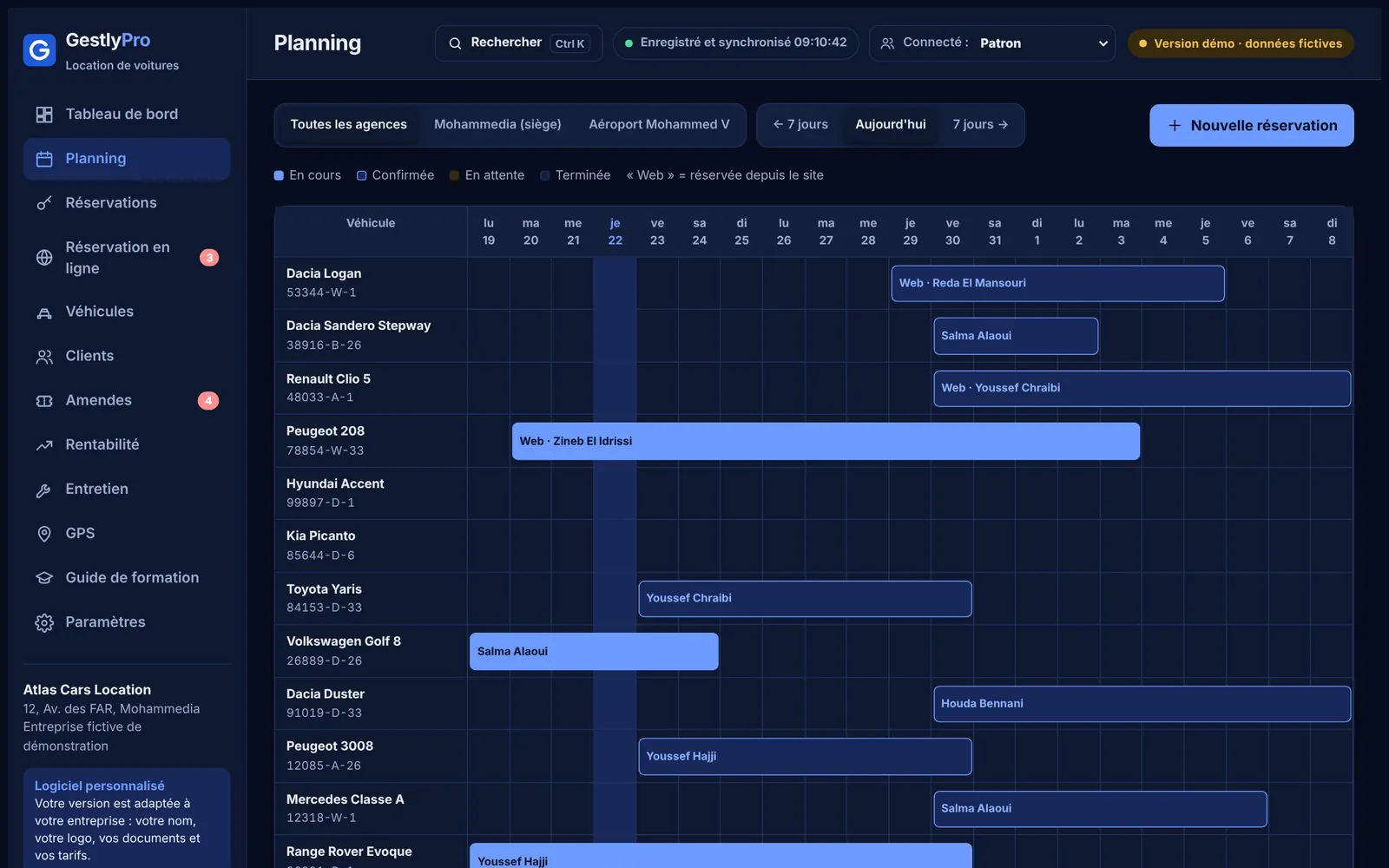 Planning et réservations — GestlyPro Location